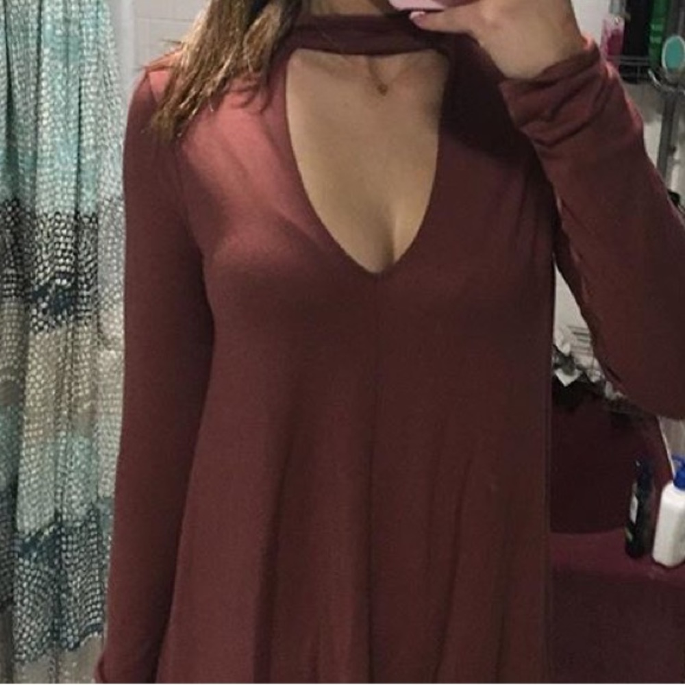 Express long sleeve dusty red shirt